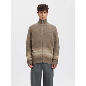 SELECTED Gebreid vest  bruin / mokka / bruin gemêleerd
