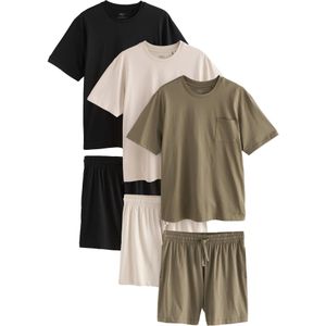 Next Pyjama kort  beige / olijfgroen / zwart