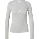 Calvin Klein - LS WOVEN LABEL 2X2 RIB SCOOP NEC - Shirt - History Grey Heather - Lange Mouwen