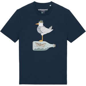 Watapparel Shirt ' Möwe mit Hut '  donkerblauw / geel / grijs