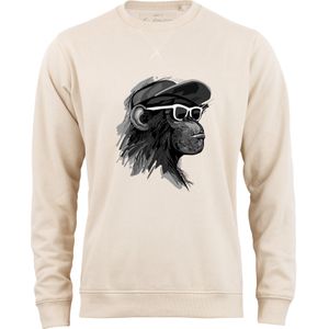 Cotton Prime Sweatshirt 'Cool Monkey mit Brille'  beige / grafiet / zwart / wit