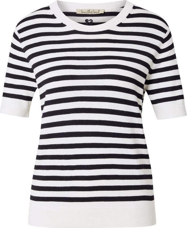 Smith&Soul - Trui - Navy/Wit - Knitwear - Ronde Hals - Gestreept