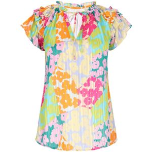 faina Blouse 'Fashion Look'  petrol / kiwi / oranje / pink