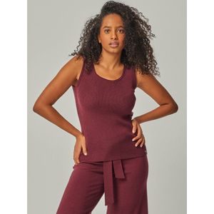 YOU LOOK PERFECT Gebreide top 'TOP BLOSSOM - Geripptes Merino Top mit Rundhals'  bordeaux