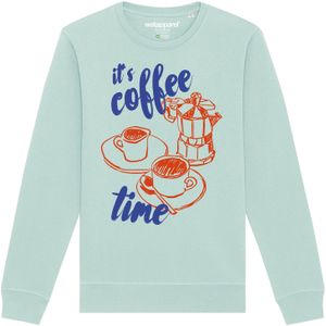 Watapparel Sweatshirt 'Its Coffee Time'  saffier / lichtblauw / oranjerood