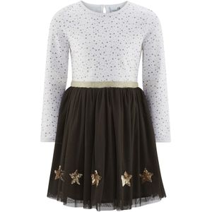 happy girls Jurk  goud / donkergrijs / wit