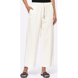 Stretchbroeken - Ecru - 92% Katoen 8% Linnen - Hoog Taillehoogte