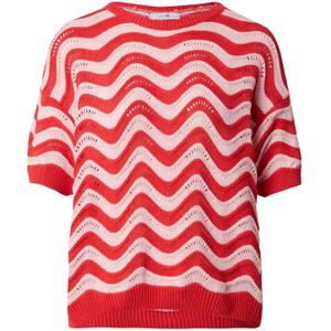 Hailys Trui 'Ju44lie'  poederroze / oranjerood