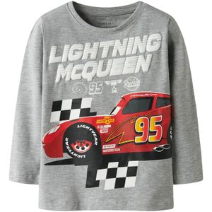 NAME IT Shirt 'NMMDRACO CARS'  grijs / rood / zwart / wit