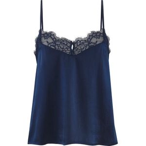 Spaghetti Top - Donkerblauw - 87% Zijde - Verstelbare Bandjes
