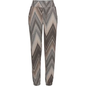 Harembroek - Zwart/Bruin/Crème - Met All-over Print - Elastische Tailleband