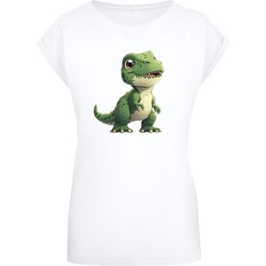 F4NT4STIC Shirt 'Süßer grüner Dino'  gemengde kleuren / wit