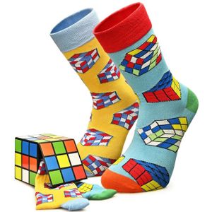 Crea Socks Sokken 'Zauberwürfel'  goudgeel