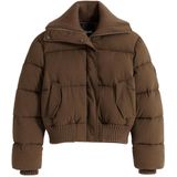 Gewatteerd Bomberjack - Effen - Korte - Met Gebreide Kraag - Gerecycled Polyester