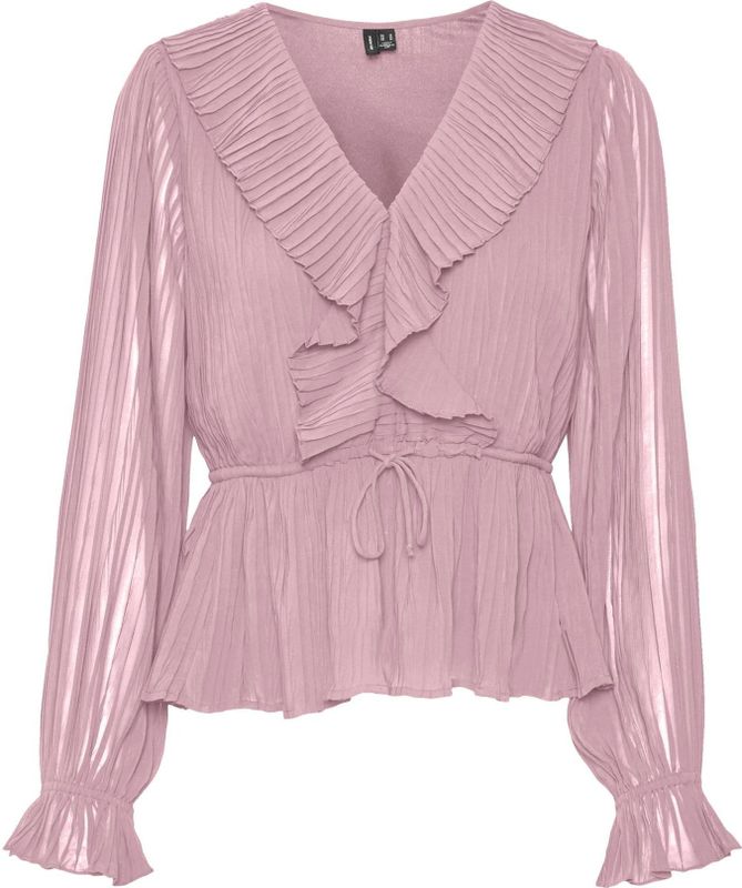 Vmdora - Top - V-Hals - Lange Mouwen - Regular Fit - Ruches