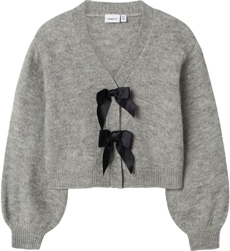 NAME IT Gebreid vest  grijs gemêleerd / zwart