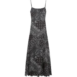 Bershka Zomerjurk  grijs / zwart / wit