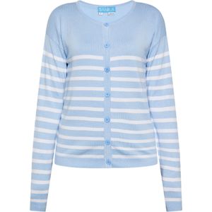 SANIKA Gebreid vest  lichtblauw / wit