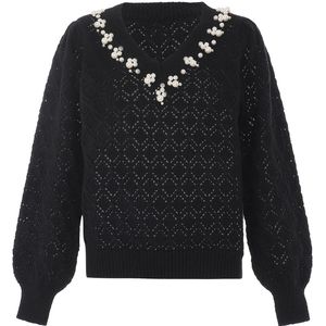 faina Trui  zwart / parelwit