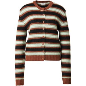 Monki Gebreid vest  chocoladebruin / mintgroen / zwart / wit