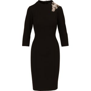 Adrianna Papell Cocktailjurk '3D Floral Mockneck Short Dress'  zwart