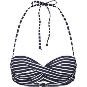 S.Oliver Voorgevormde Gestreepte Strapless Bandeau Bikinitop Zwart/Wit