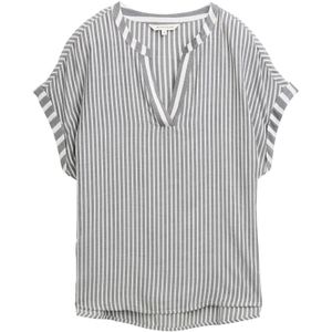 Navy - Blouse - 100% Viscose - Loose Fit - Ronde Hals - Korte Mouwen