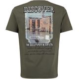 KEYLARGO - Klpostcard Round-Loos - T-shirt - Olijf - Katoen