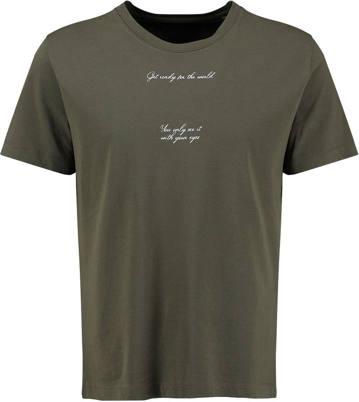 KEYLARGO - Klpostcard Round-Loos - T-shirt - Olijf - Katoen