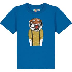 watabout.kids Shirt 'Tiger Head'  royal blue/koningsblauw / olijfgroen / zwart / wit
