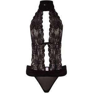 Bodystocking - Zwart - Transparant Kant - Zonder Beugels