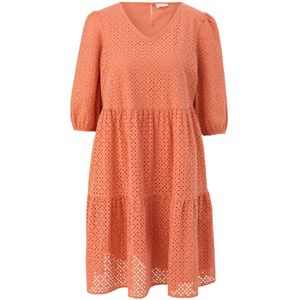 s.Oliver - Jurk - Perzik - Flare - Knielengte - Driekwart Mouw