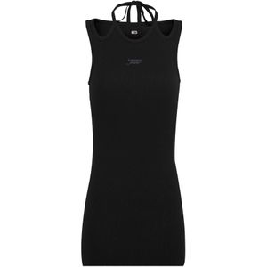 TOMMY JEANS - TJW TIE DETAIL GMD SCRIPT DRESS - Mini-jurk - Zwart