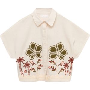 Mango Kids - Overhemd - Korte Mouwen - Katoen/Linnen - Borduursels