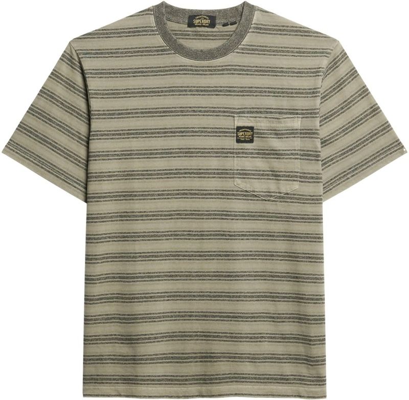 Superdry - Textured Stripe Pocket T-shirt - Katoen - Zwart