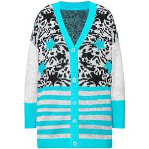 Angel of Style Gebreid vest  cyaan blauw / grijs gemêleerd / zwart