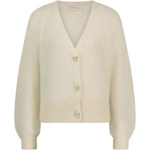 Fabienne Chapot - Gebreid Vest - Crème - V-hals - Lange Mouw