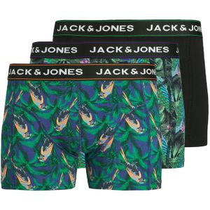 JACK & JONES Boxershorts 'JACTROPICAL BIRD'  donkerblauw / groen / zwart / wit