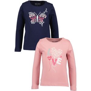 Blue Seven - Shirt - Marine/Roze - Lange Mouwen - 2-delig