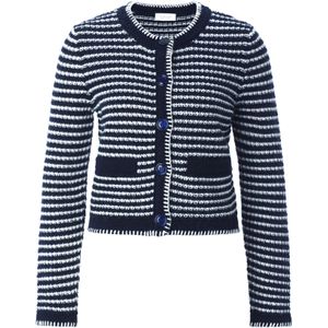 Rich & Royal Gebreid vest  donkerblauw / wit