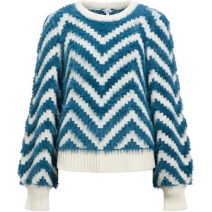 OBJECT - OBJHOLLOW - Trui - Cyaan Blauw / Wit - Losse Pasvorm