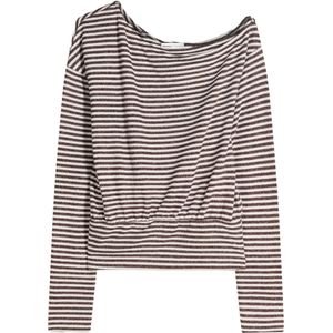 Bershka Trui  donkerbruin / offwhite