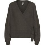 PIECES - PCMALOU - Gebreid Vest - Donkerbruin