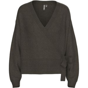 PIECES - PCMALOU - Gebreid Vest - Donkerbruin