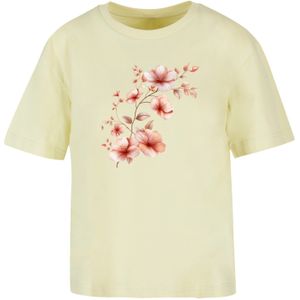 F4NT4STIC Oversized shirt 'Rosa Blumenzweig 3D'  geel / rood / wit