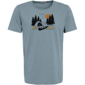 GREENBOMB Shirt 'Nature Canoe Tent'  blauw gemêleerd / oranje / zwart