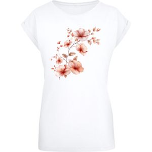 F4NT4STIC Shirt 'Rosa Blumenzweig 3D'  lichtoranje / wit