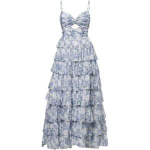 HEY KYLA - Avondjurk - Hemelsblauw - Bloemenprint - Lang/maxi