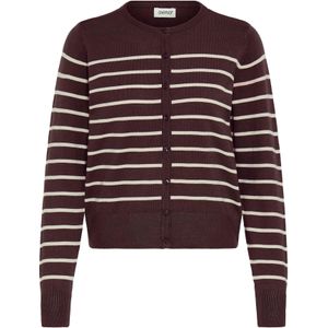 Oxmo Gebreid vest 'Fkeana'  chocoladebruin / wit
