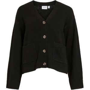 VILA Gebreid vest 'ELLIE'  zwart
